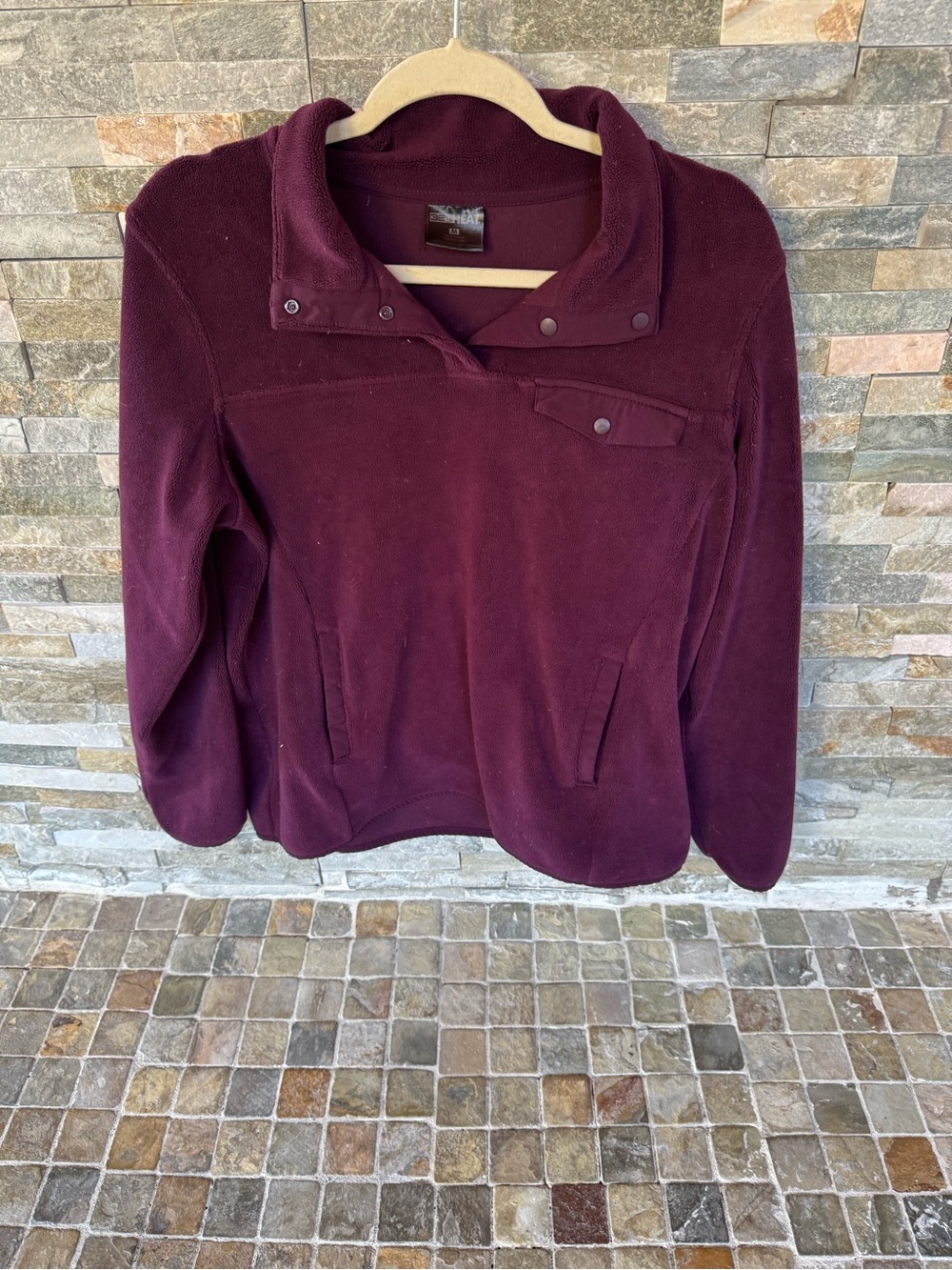 32 degrees Maroon Snap-Button Fleece Pullover